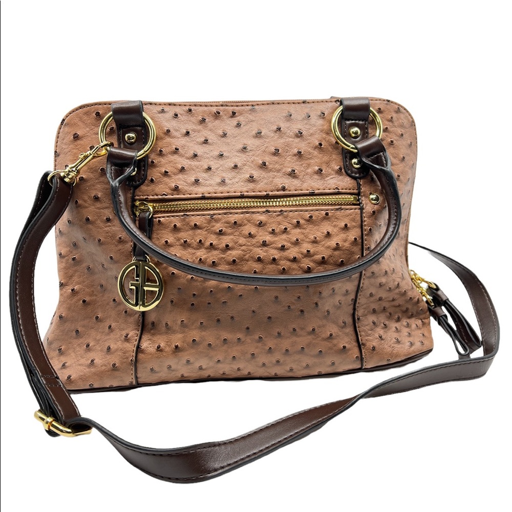 GIANI BERNINI Ostrich-Embossed Dome Satchel handbag
